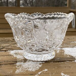 Crystal Clean 24% Lead Crystal 4" Frosted Flowers Crystal Bowl Made In Germany